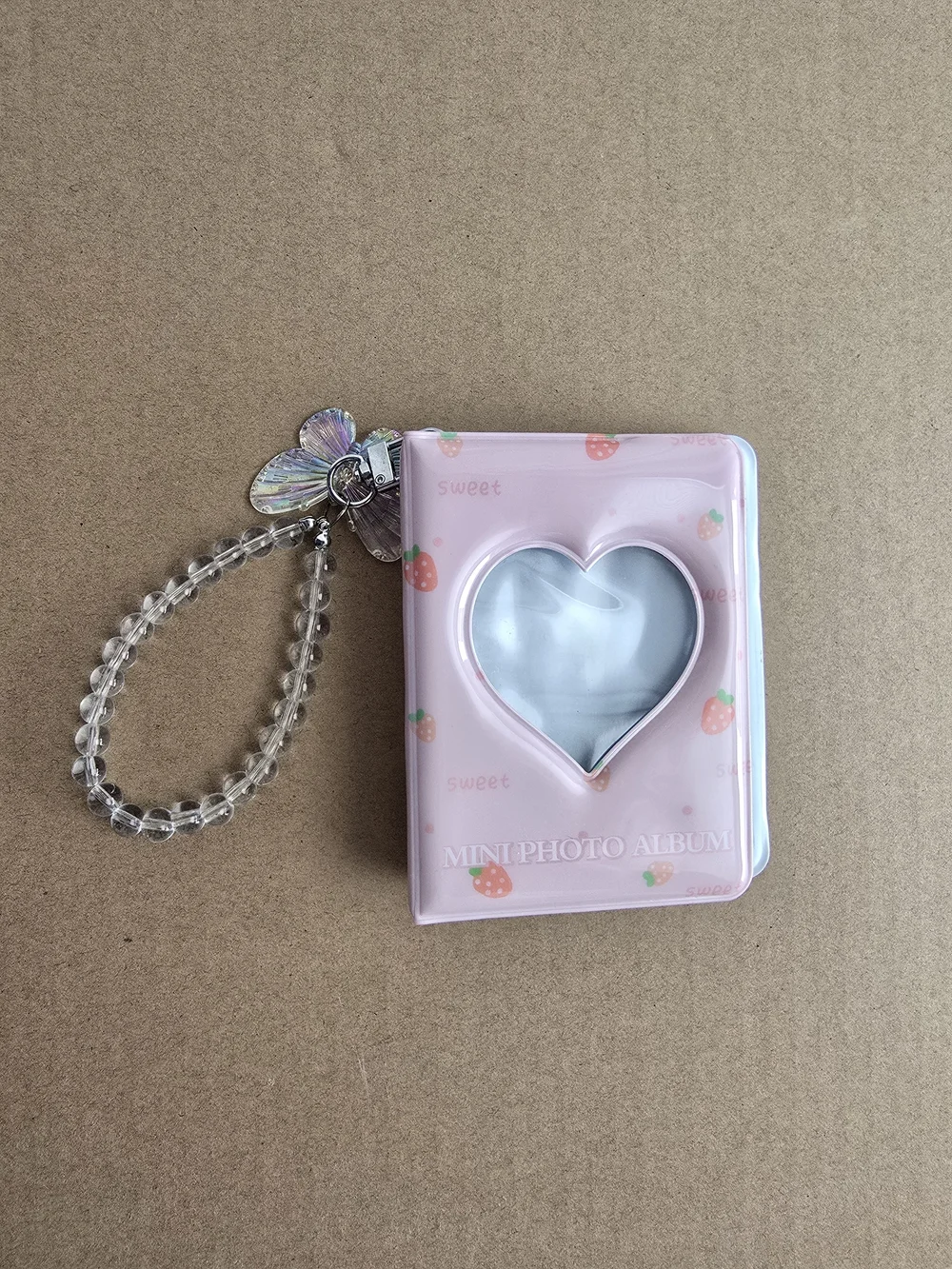 Pink Mini Photo Album Keychain with Heart Window